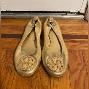 Tory Burch Reva Gold Sequin Flats